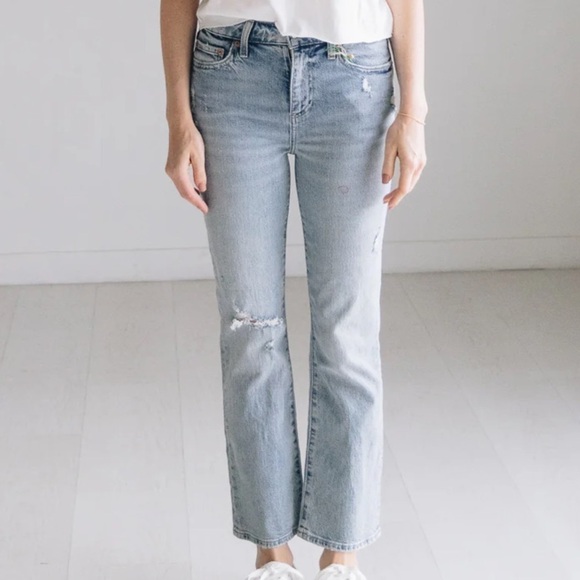 pistola Denim - Pistola Lennon Rainer Distress Crop Ankle Flare Bootcut Jean Distressed 26